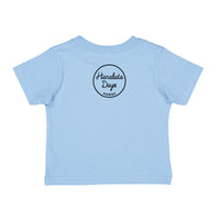 LY-CHEEHOO tee, in light blue, hot pink, heather grey and pink