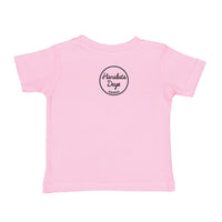LY-CHEEHOO tee, in light blue, hot pink, heather grey and pink