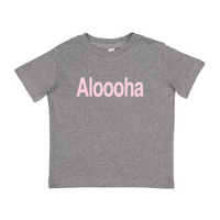 ALOOOHA tee, blues and pinks