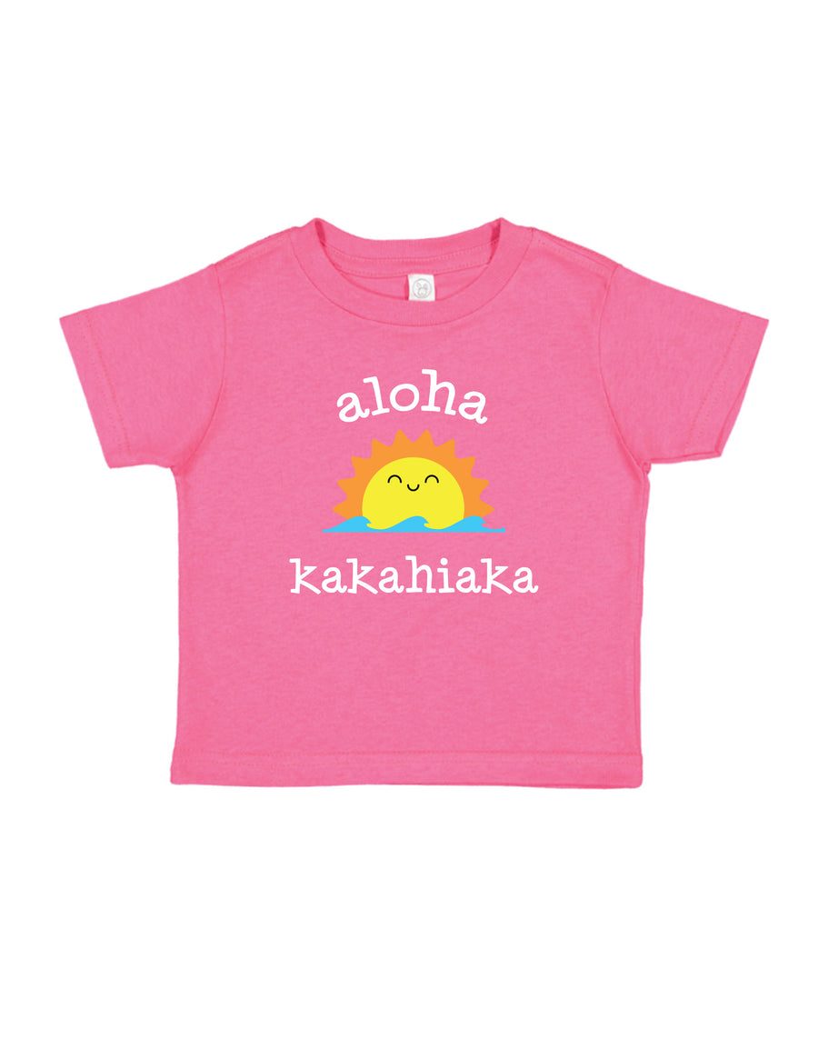 ALOHA KAKAHIAKA tee, in hot pink and royal blue