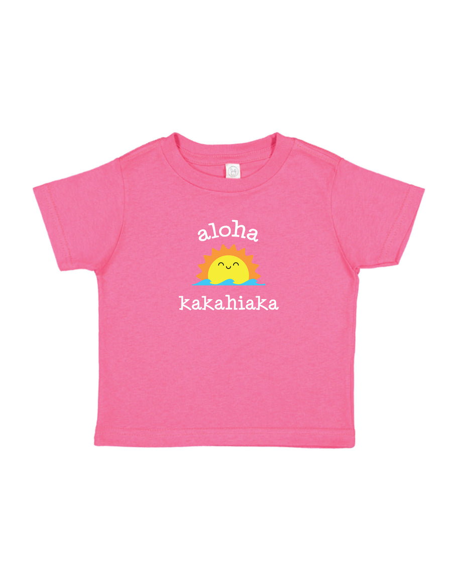 ALOHA KAKAHIAKA tee, in hot pink and royal blue