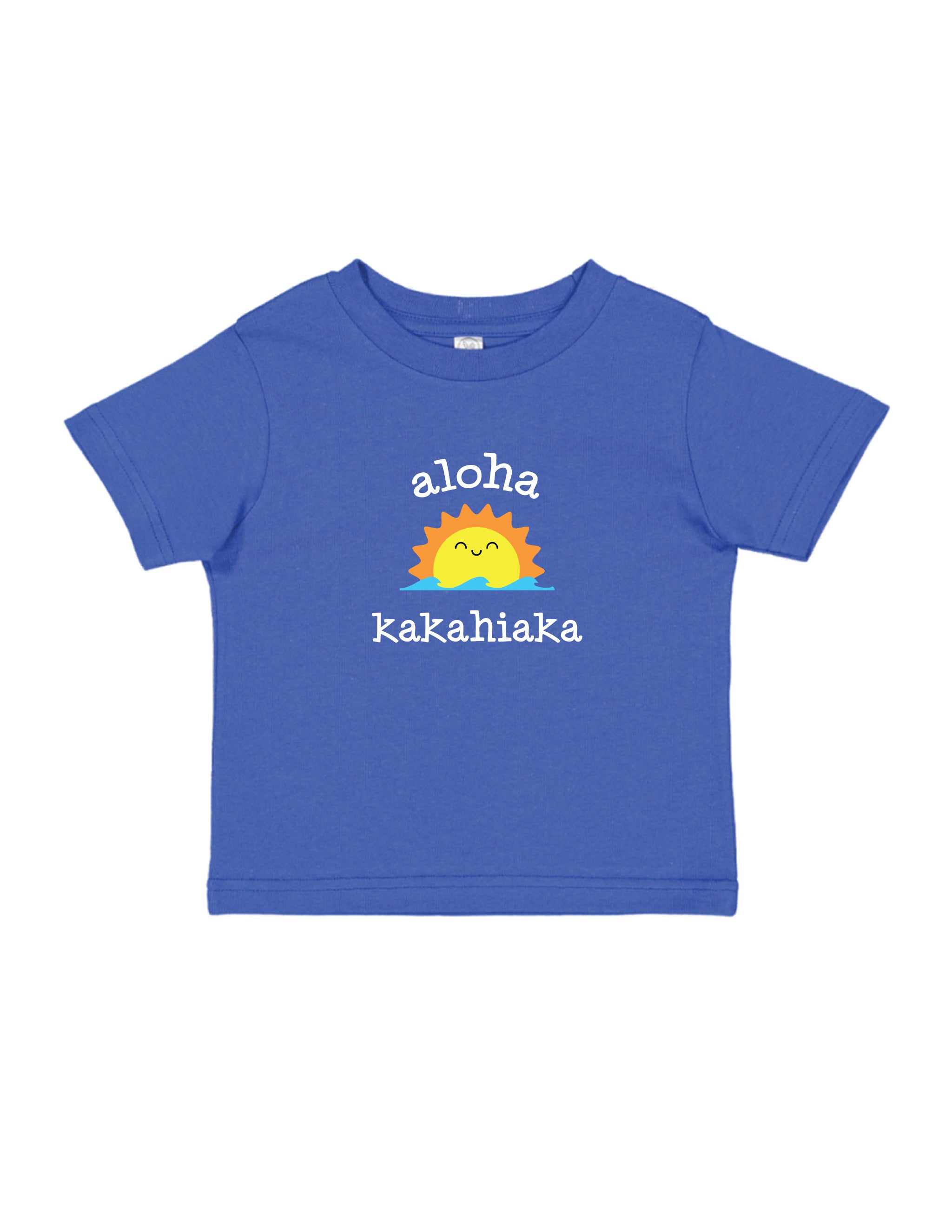 ALOHA KAKAHIAKA tee, in hot pink and royal blue – Hanabata Dayz Hawaii