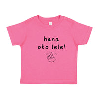 HANA OKO LELE tee, in black, hot pink and light pink