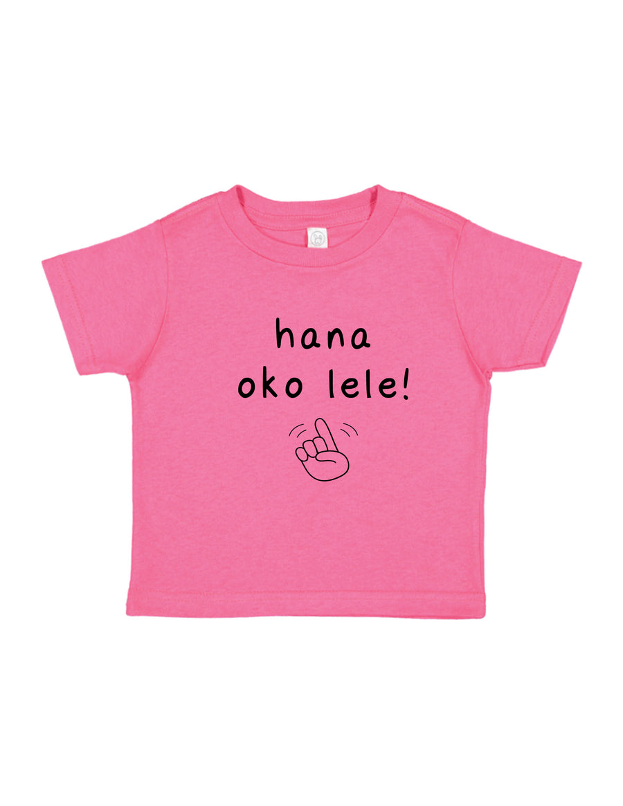 HANA OKO LELE tee, in black, hot pink and light pink