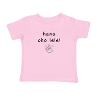 HANA OKO LELE tee, in black, hot pink and light pink