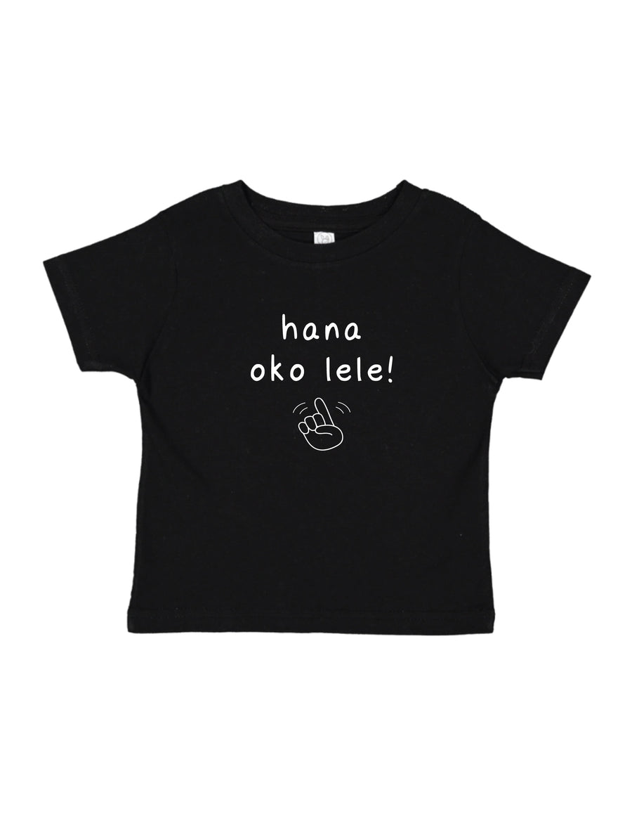 HANA OKO LELE tee, in black, hot pink and light pink