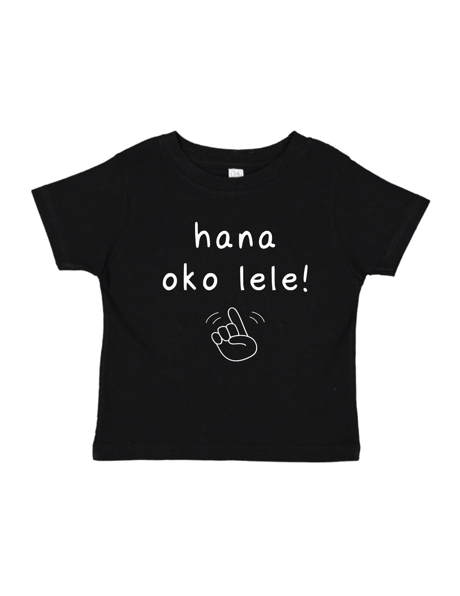 HANA OKO LELE tee, in black, hot pink and light pink