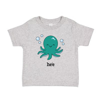 HE‘E tee, in heather grey and pink