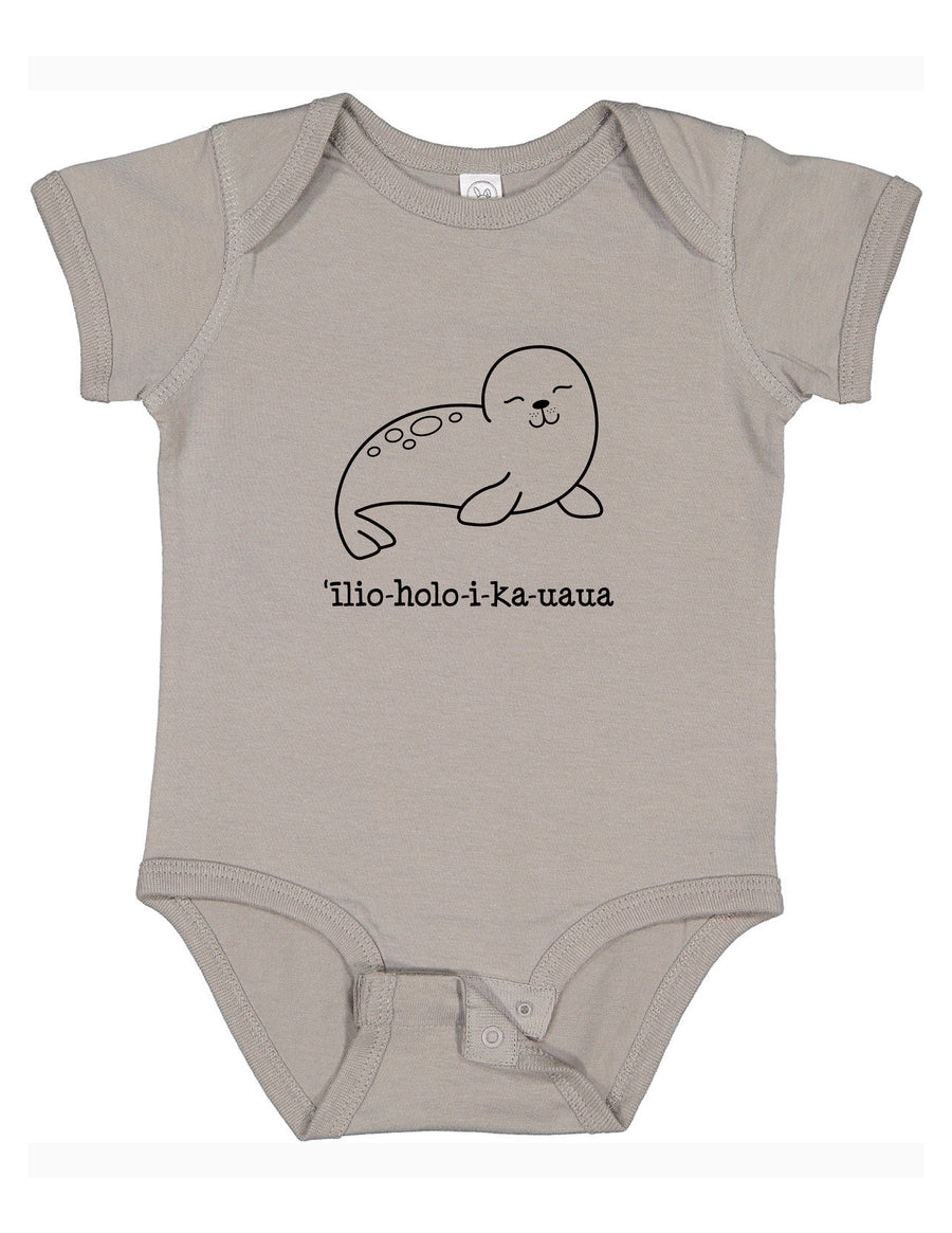 ‘ĪLIO-HOLO-I-KA-UAUA (Hawaiian monk seal) bodysuit, assorted colors and sizes