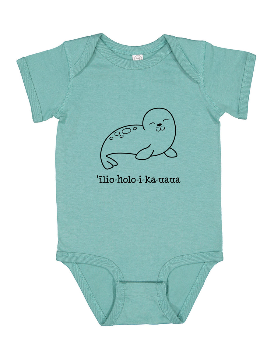 ‘ĪLIO-HOLO-I-KA-UAUA (Hawaiian monk seal) bodysuit, assorted colors and sizes