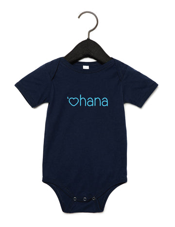 ‘OHANA bodysuit, dark blue with pink and blue